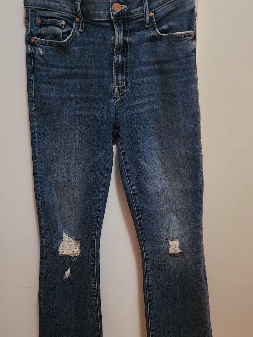 Mother Jeans Womens 28 Blue The Insider Crop Step Chew Dancing on Coals Denim